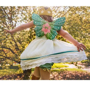 Flower Fairy Wing Wand Set, Colorful Faerie Costume for Birthday, Wood Sprite for toddlers, Handmade Gift image 4
