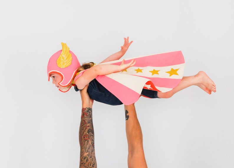 Super Hero Costume in Pink Fly Girl Costume Flying Super image 1