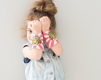 Tiger Cuffs (pair), Kids costume, fun kids accessory, Kid play, Pink, Blue, kids bracelets, Wonder Woman, Kids Costume Play, Dress Up