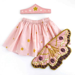 Butterfly Fairy Gift Set, Wings, Tiara Skirt, Faerie Wings, Toddler Birthday Gift, Pink Moth Wings and Tutu, Girls Dress Up, Pink Outfit image 1