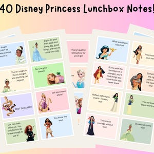 Druckbare Disney Prinzessinnen Lunchbox Notizen, süße Karten für Kinder
