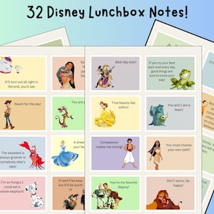 Druckbare Disney Lunchbox Notizen, süße Karten für Kinder