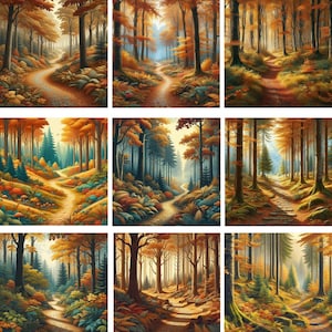Autumn Forest Landscape Pattern Set Of 60 |Seamless Patterns| Instant Download | Printable Digital Paper