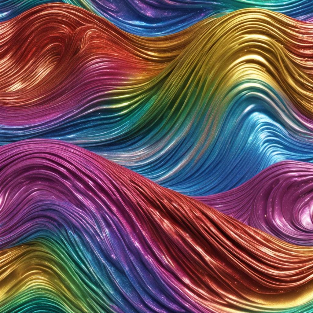 Rainbow Wave Pattern Set: 3D Seamless Digital Paper (instant Download ...