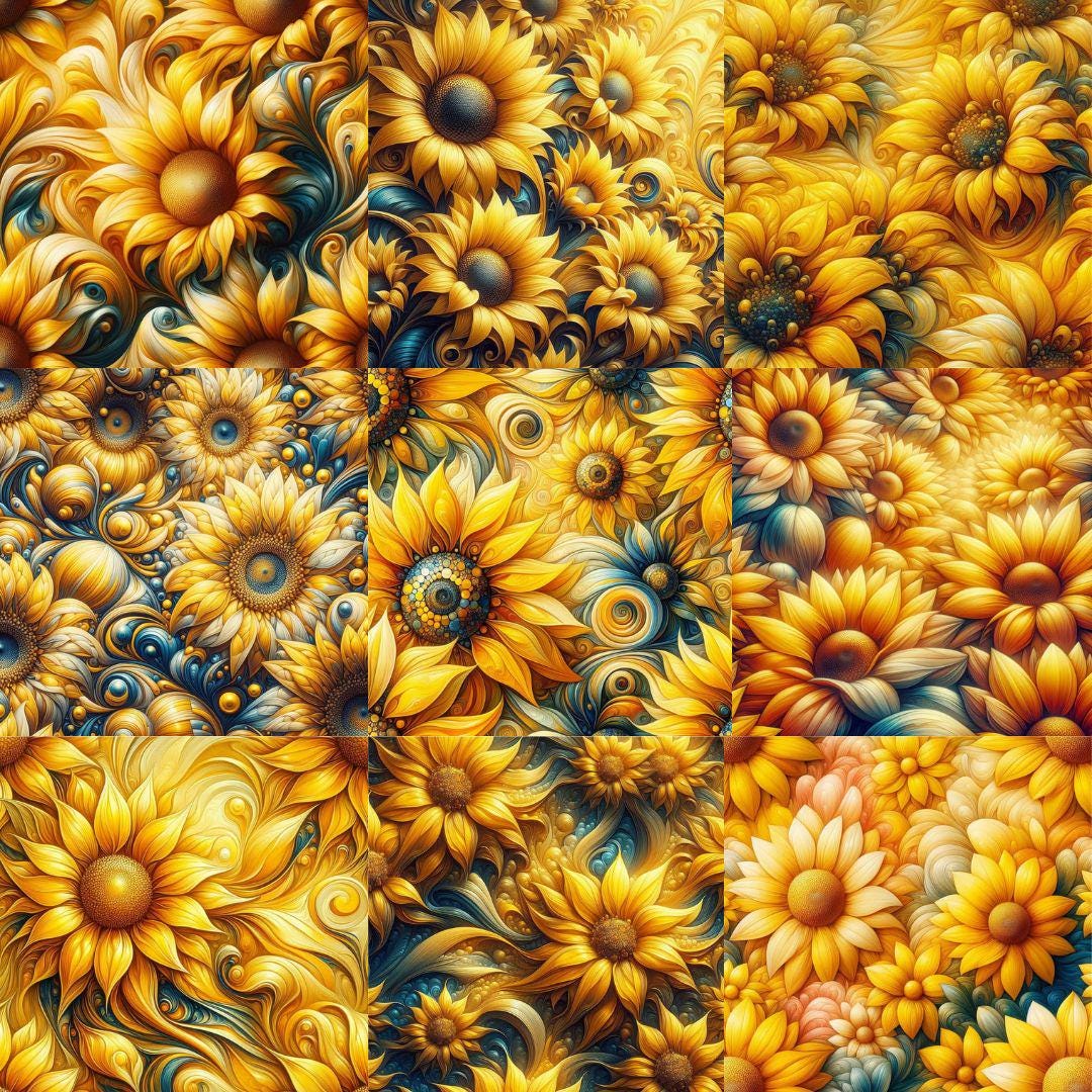 Abstract Sunflowers Set of 25+ |seamless Patterns |instant Download ...