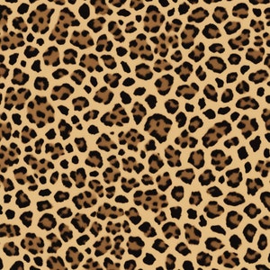 May include: A seamless pattern of brown and black leopard spots on a light brown background.