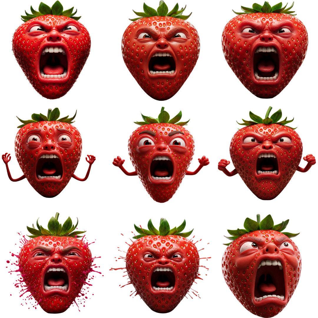 Screaming Strawberry Set of 25+ Sublimation Bundle PNG Print