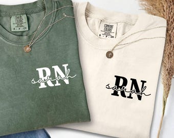 Custom Registered Nurse Shirt With Name, Comfort Colors Personalized RN Sweatshirt, Rn Crewneck T-Shirt