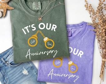It's Our Anniversary Couple Shirt, Couple Anniversary Shirt, Personalized Anniversary Sweatshirt, Wedding Gift For Couple, Engagement Shirt