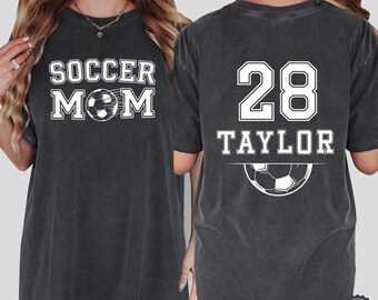 Personalized Soccer Mom Shirt: Custom Name & Number, Comfort Colors