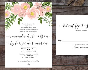 Vintage Invitations, invitation templates, Floral Wedding Invitations, Vintage Wedding Invitations, DIY Wedding Invitations, Watercolor