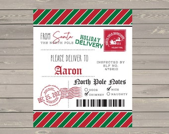 From Santa gift tag, Delivery from Santa gift stickers - Christmas present label from North Pole - personalized