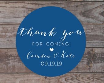 thank you sticker, wedding favor sticker, Welcome bag stickers, wedding favor, welcome to our wedding, sapphire, navy blue, personalized