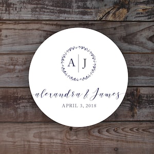 Monogram wedding welcome bag sticker, gift bag label, sticker for favors