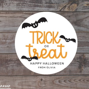 Halloween stickers, Trick or treat bag stickers, Halloween labels, personalized Halloween candy label