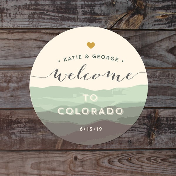 Colorado stickers, mountain sticker, Colorado wedding sticker, welcome bag sticker, welcome sticker, gift bag label, favor sticker