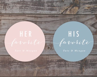 His favorite stickers, her favorite stickers, their favorite, wedding stickers, party favor stickers, food labels, Wedding party favors