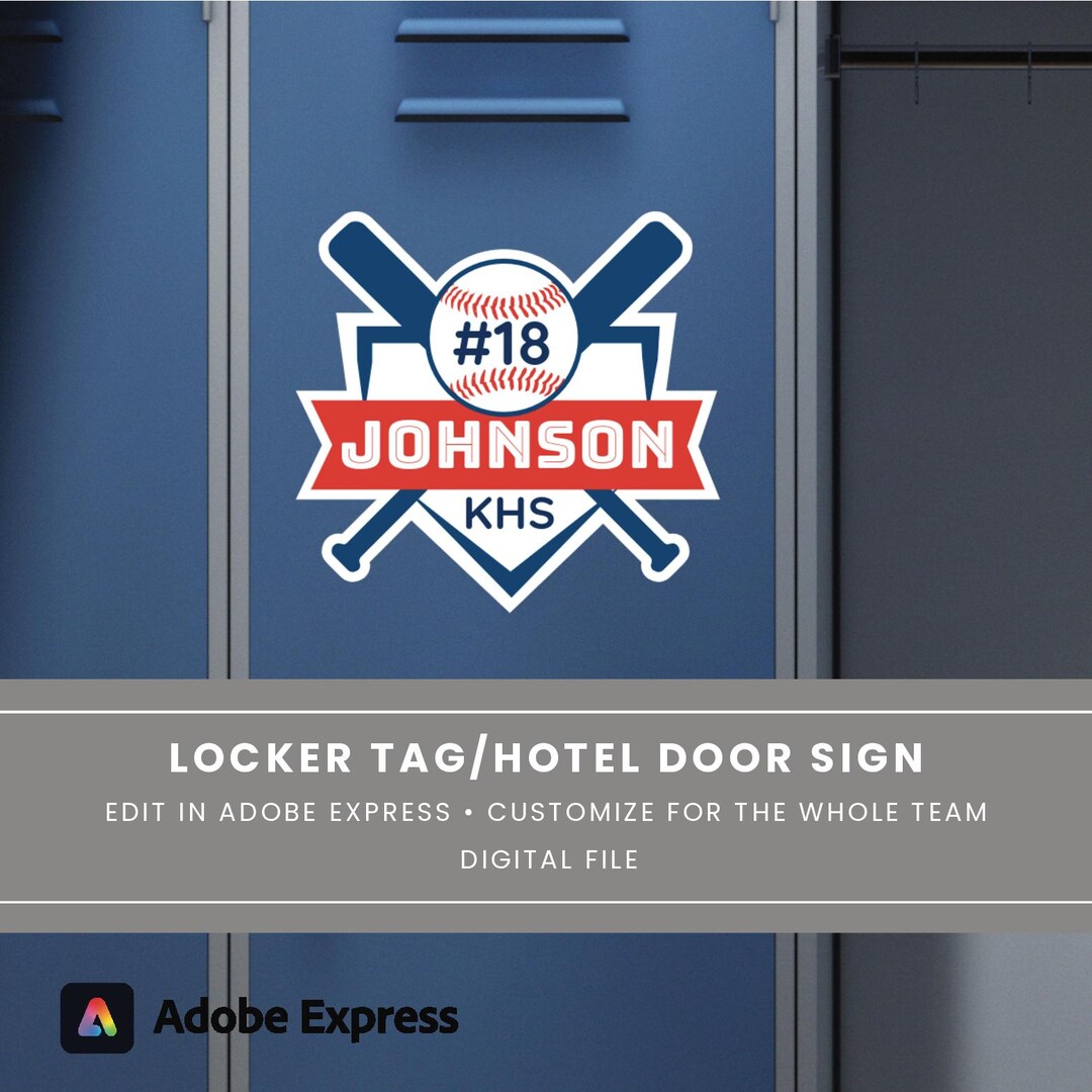 Baseball Hotel Door Sign, Locker Decoration Name Tag, Travel Team Sign ...