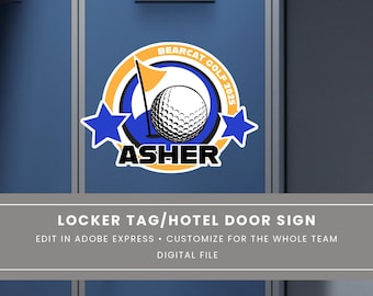 Letrero personalizado para casillero de equipo de golf: Plantilla personalizada (descarga digital)