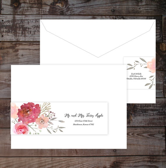 Address Label, Wrap Around Address Label, Address Labels, Floral Address  Labels, Wedding Invitations, Return Address Label, Guest Addressing 