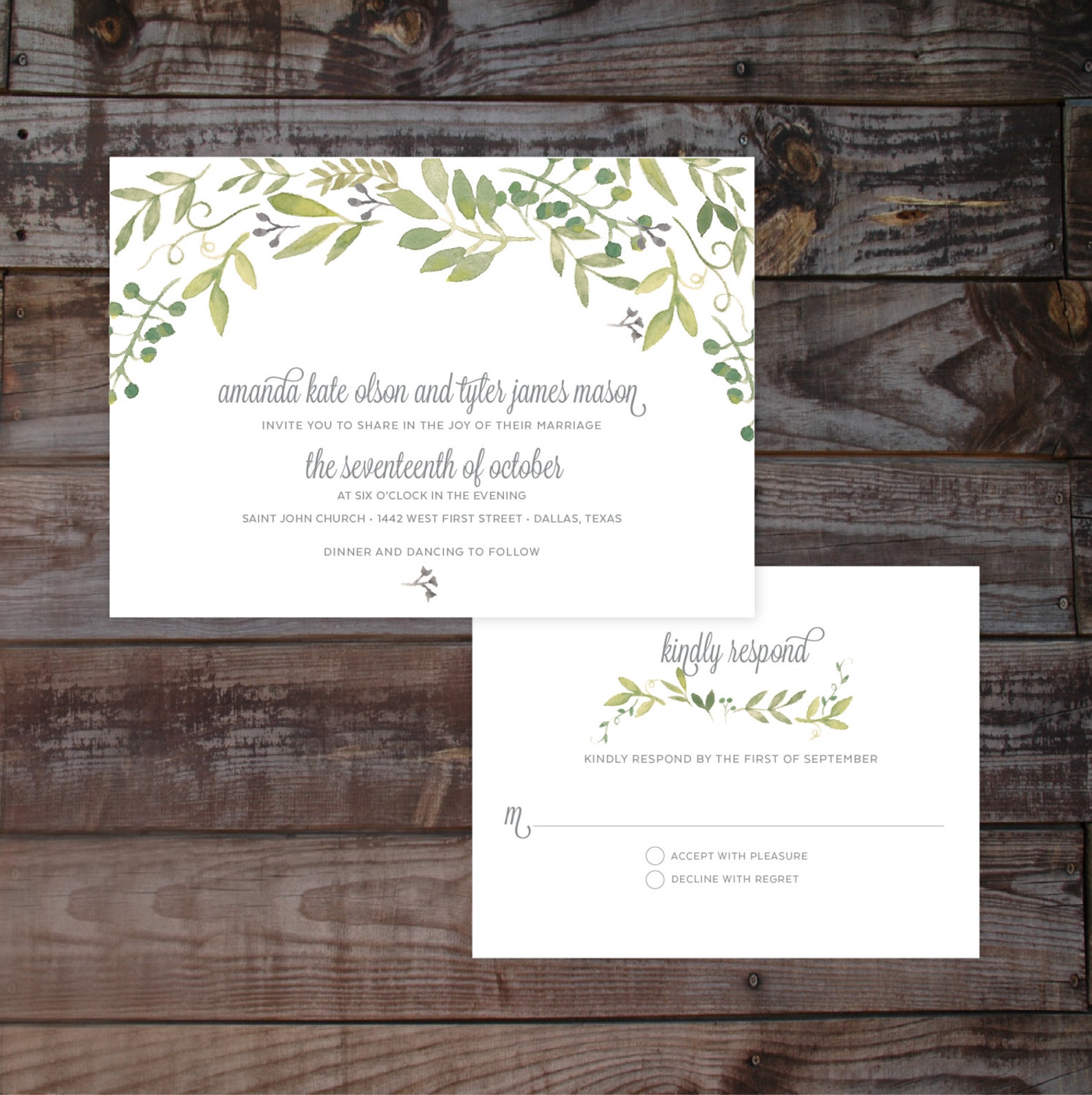 Floral Wedding Invitations Watercolor Wedding Invitations Etsy