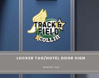 Track and field locker sign, Hotel door sign, Locker decoration name tag, Travel Team sign, Running Cutout Sign, Customized Canva Template