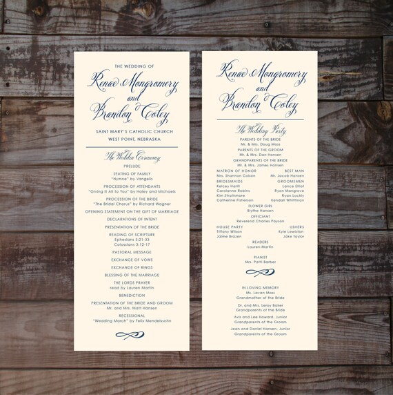 Modern Wedding Program Wedding Ceremony Programs Wedding Etsy