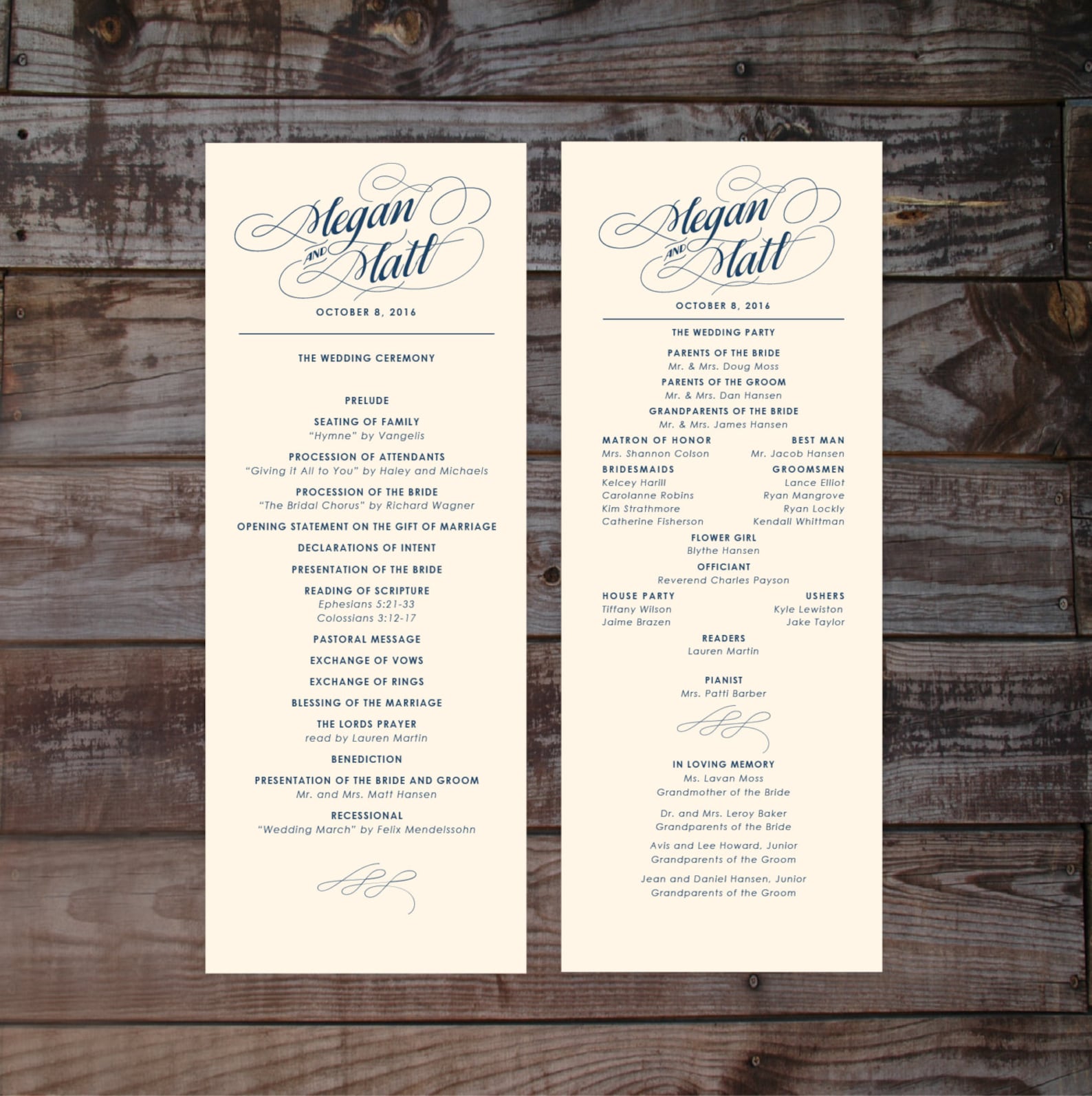 Printed wedding programs wedding ceremony programs formal Etsy