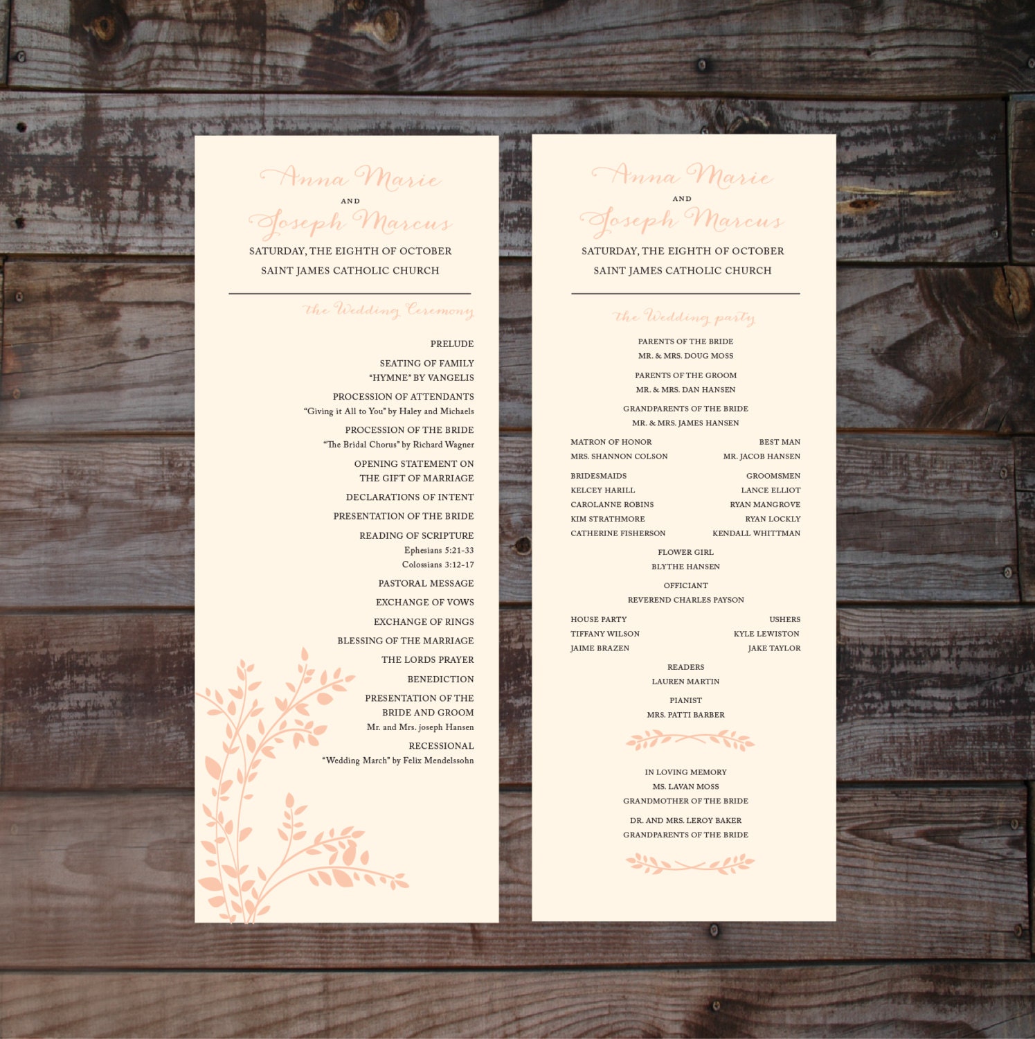 Blush Wedding Program Wedding Ceremony Programs Printable Etsy
