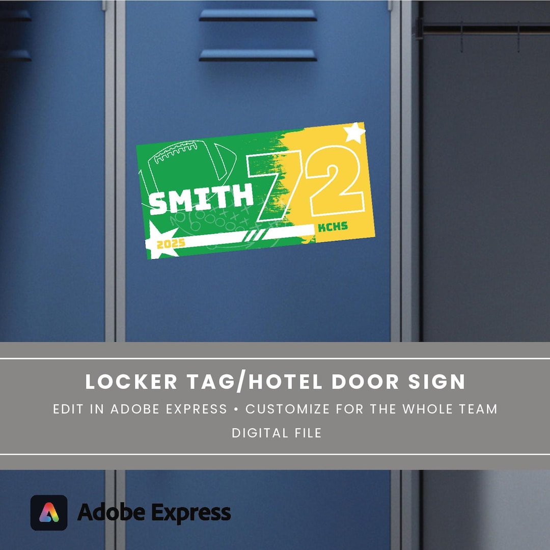 Football Locker Tag, Hotel Door Sign, Locker Decoration Name Tag ...
