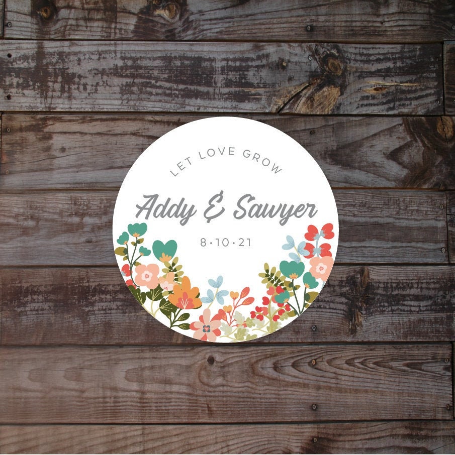 Wedding Sticker Gift Example Wedding Favor Stickers, Floral Wedding Stickers, Wedding Labels, Gift ...