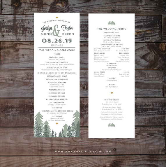 Wedding Programs Wedding Program Template Wedding Ceremony Etsy