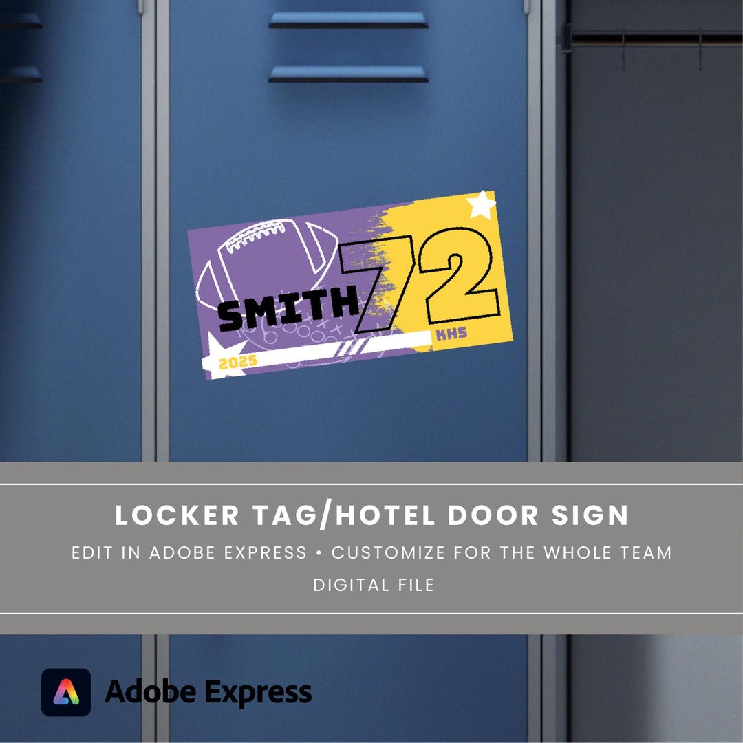 Locker Tag Sticker Custom Football Locker Tag: Editable Team Sign (digital Download) - Etsy