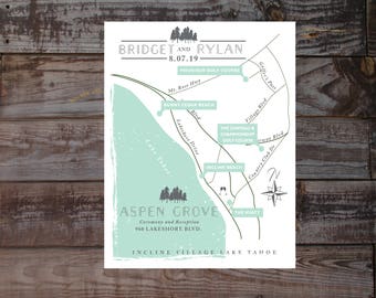 Wedding invitation map, Event map, Guest map, Driving Directions,  wedding ceremony map, illustrated map, hand-drawn map, wedding maps