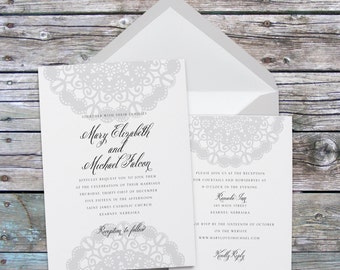 Vintage  Wedding Invitation, Lace wedding invitations, elegant wedding invitations, wedding invitation template, printable wedding invites