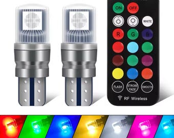 Luz de pie RGB W5W T10 con modo estroboscópico/parpadeo