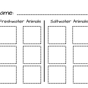 Freshwater Vs Saltwater Cut and Paste Worksheet - Etsy