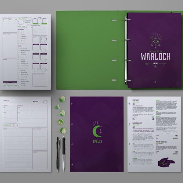 Printable DnD Warlock Character Journal | DnD Accessories | Digital Download for Dungeons and Dragons Players