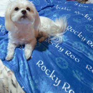 Personalized Dog Blanket, Soft Plush Fleece, Pet Name & Paw Print