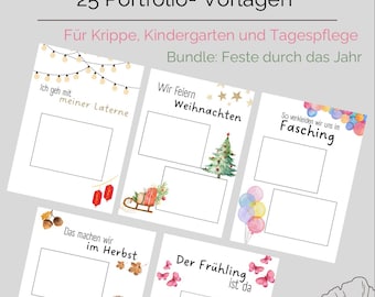 25 portfolio templates for nursery/day care to print (Bundle: Holidays/Seasons)