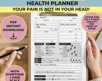 Seguimiento diario de la salud de la endometriosis (PDF), Planificador de síntomas de dolor menstrual y brotes, Infertilidad por endometriosis, Diario del ciclo menstrual, Descarga digital