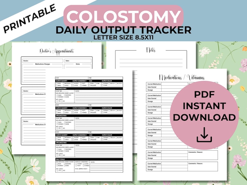 Colostomy Daily Output Tracker Chart, Crohn’s Disease Journal, Colitis ...