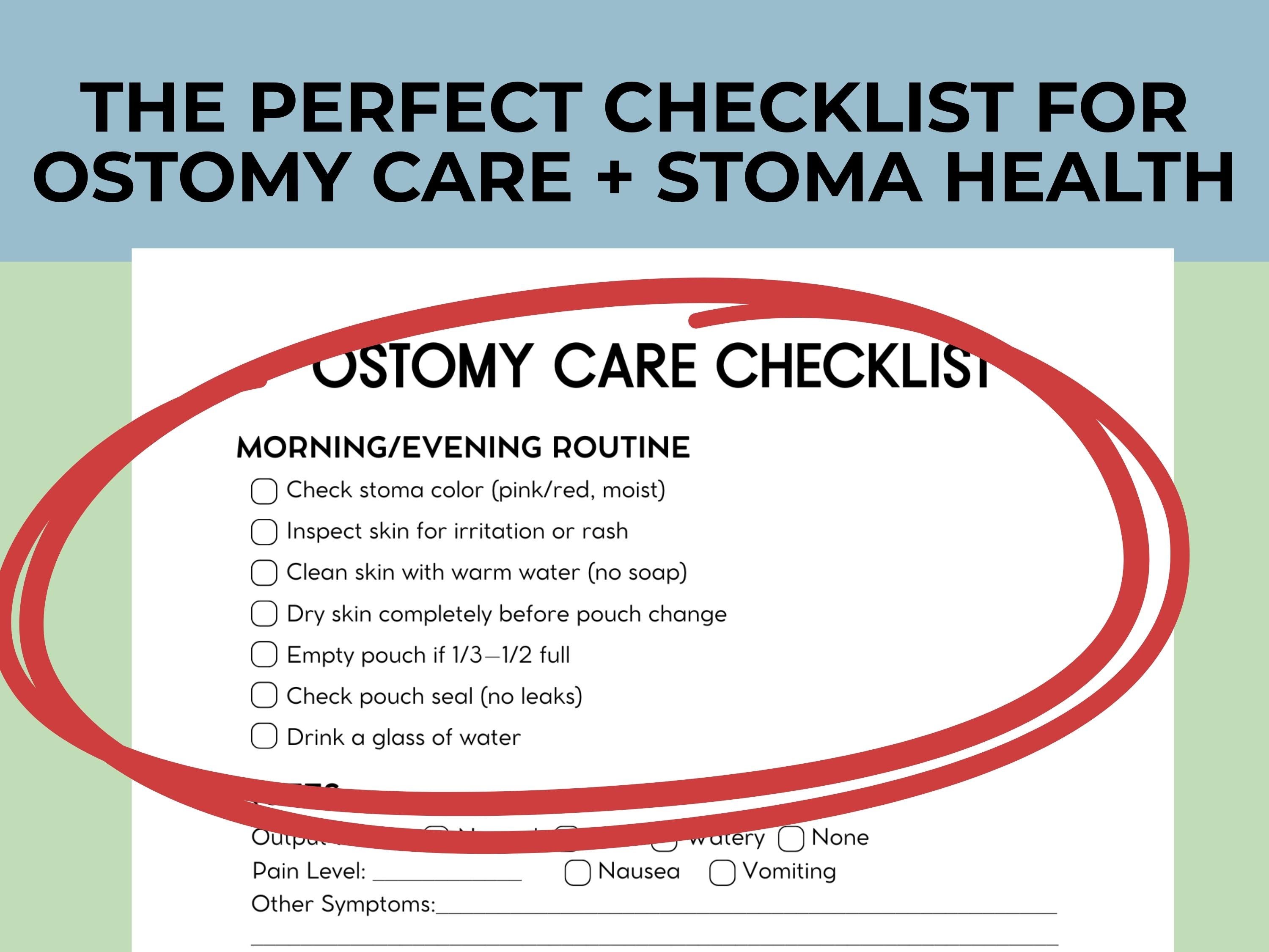 Printable Ostomy Checklist Chart Guide, Colostomy Ileostomy Crohn’s ...