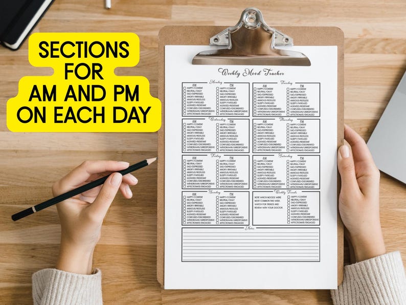 Dementia Weekly Mood Tracker Printable PDF, Alzheimer's Caregiver ...