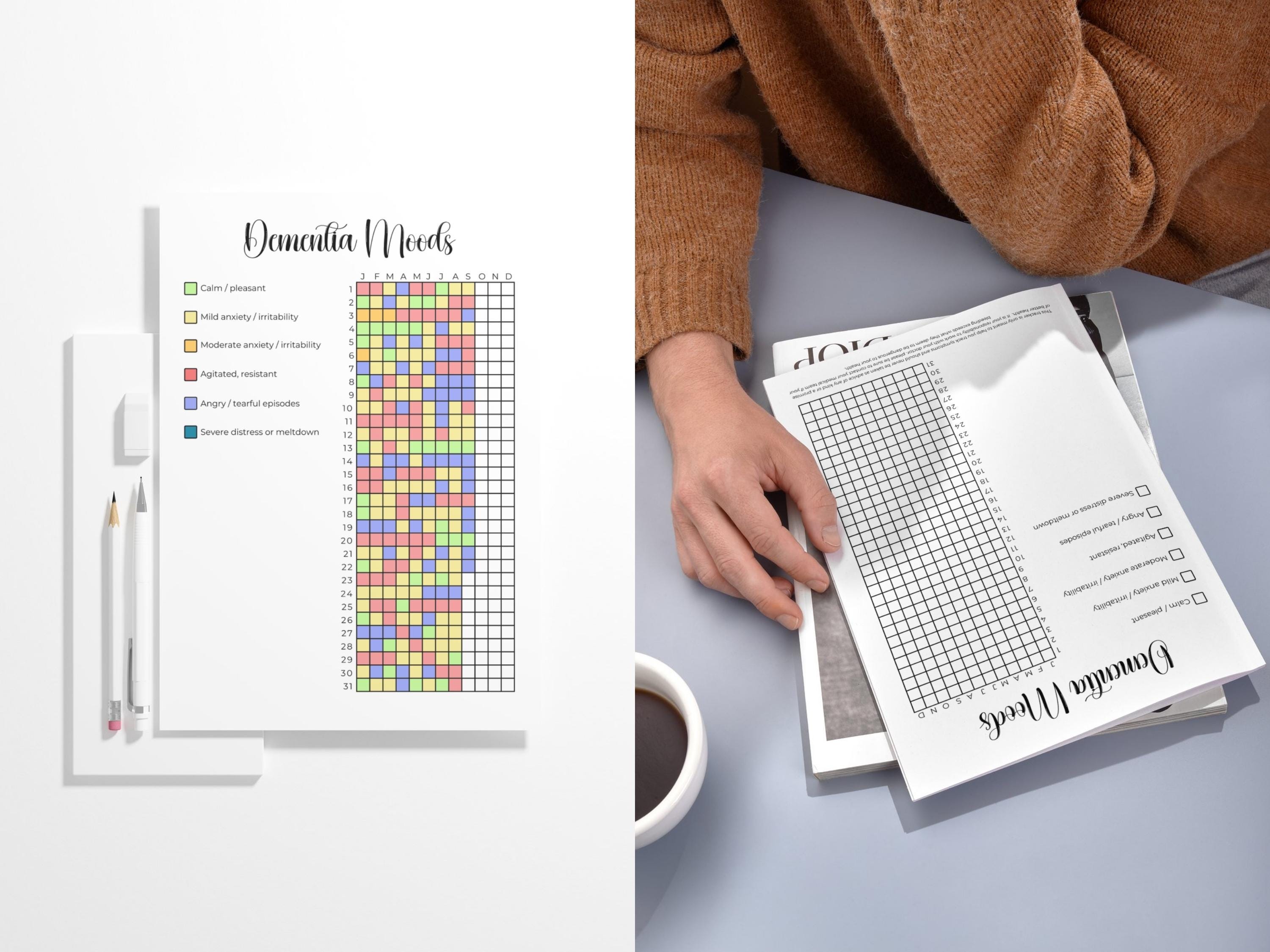 Printable Dementia Mood Tracker PDF, Alzheimer's Caregiver Journal ...
