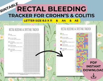 Registro giornaliero del sanguinamento rettale in formato PDF, pianificatore della fistola anale da diverticolite, diario di recupero dall'intervento chirurgico al morbo di Crohn, registro dei sintomi della colite, IBD