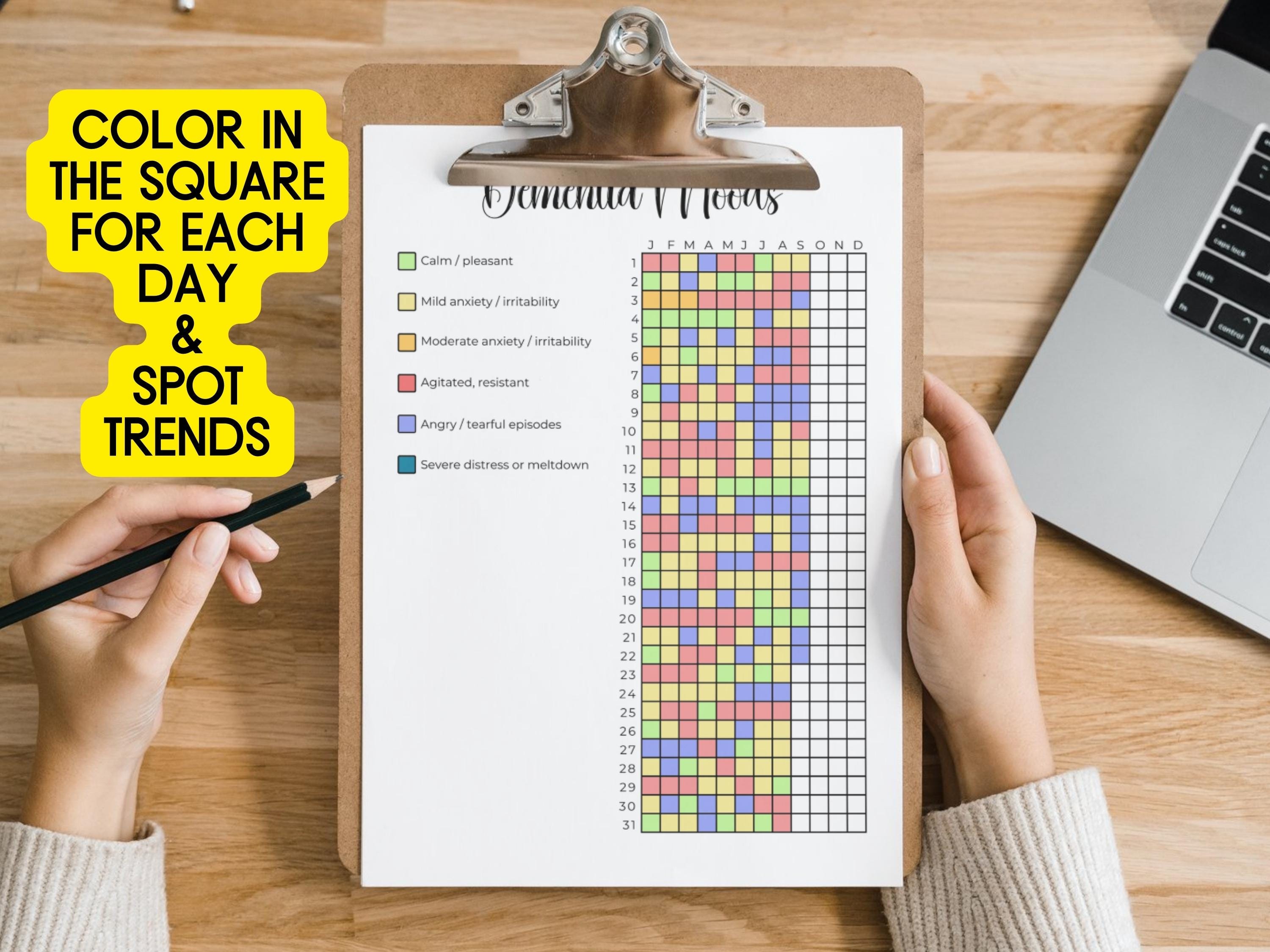 Printable Dementia Mood Tracker PDF, Alzheimer's Caregiver Journal ...