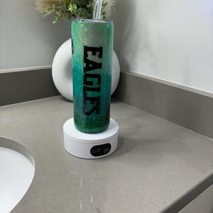 eagles football green 20oz tumbler glitter epoxy
