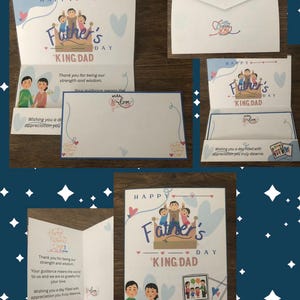 Father&#39;s day greeting card DIY 2 layouts: card envelope type and bifold type with stationary insert design download printable PDF file