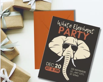 White Elephant Party Invitation: Editable Holiday Evite (PDF)